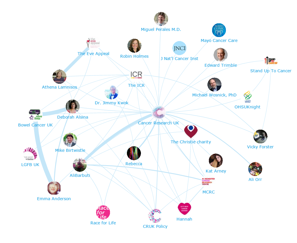 Cancer Care: Top 100 Influencers and Brands - Network Map 1