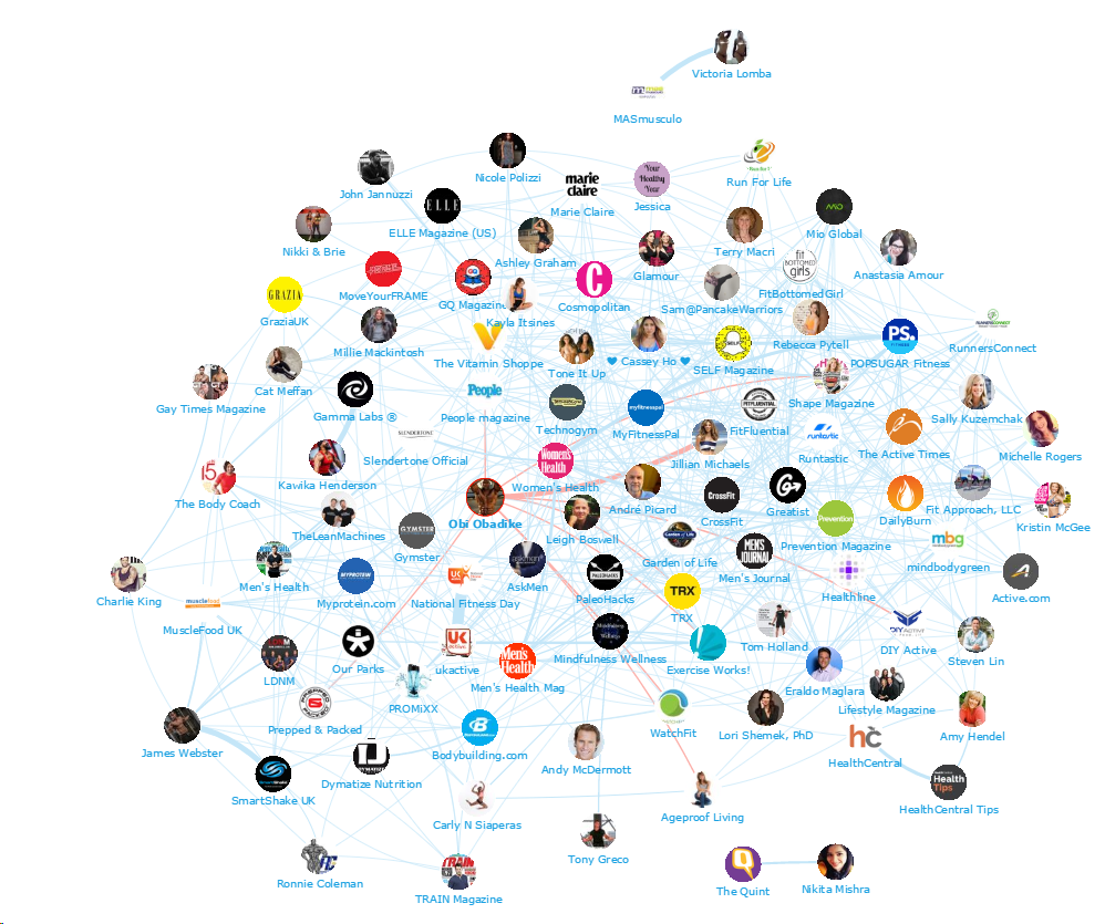 Onalytica - Top 100 Health & Fitness Influencers Network Map
